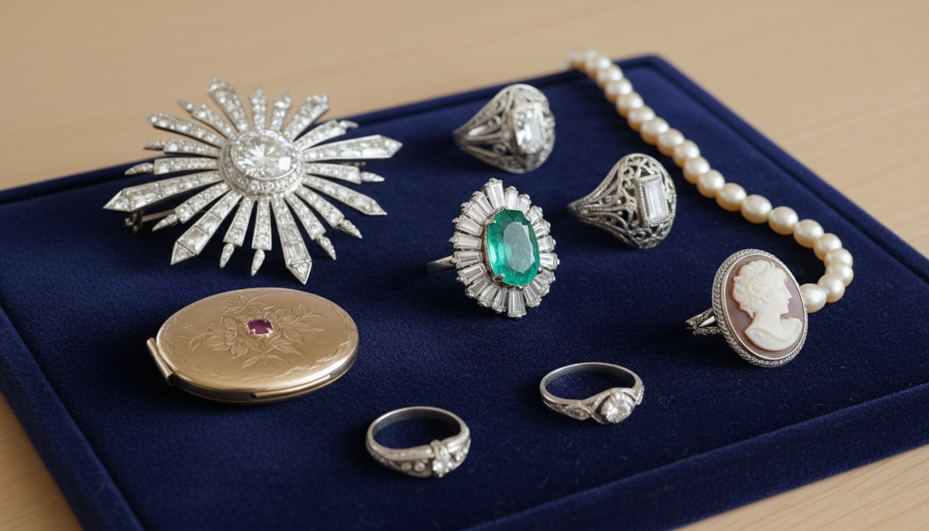 Vintage estate jewelry collection assessment for collateral loan