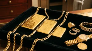 Gold bullion bars and jewelry for collateral loan in Palm Beach Florida